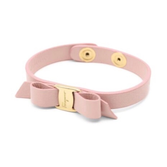 Salvatore Ferragamo Pink Leather Bow Hair Accessory